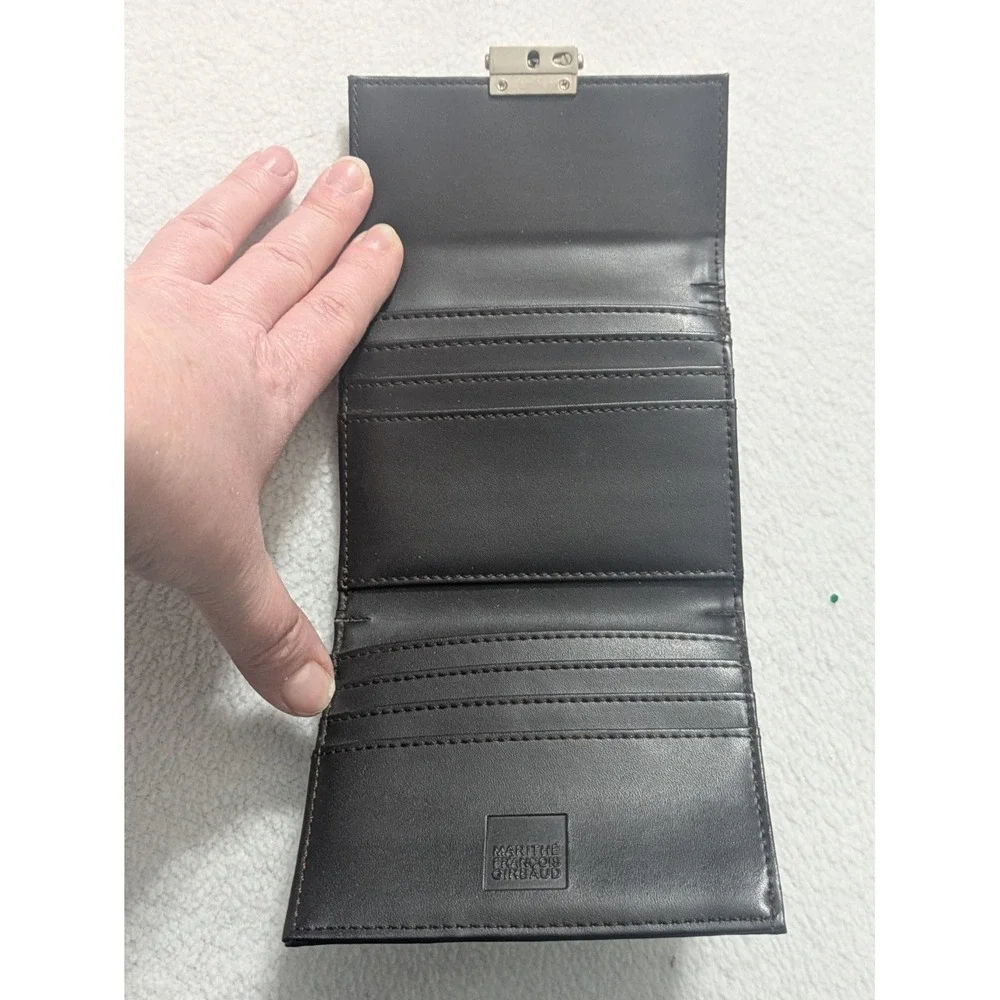 Marithe Francois Girbaud Wallet Classic Logo Trifold‎ Black Leather